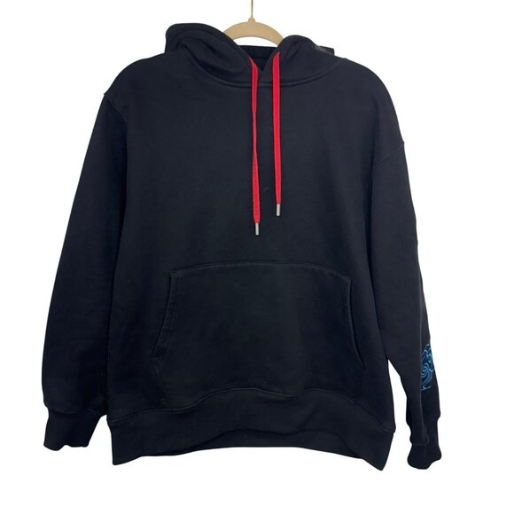 Oni by Bibisama Black Embroidered Anime Style Pullover Hoodie Men's Size M/L - Picture 3 of 14